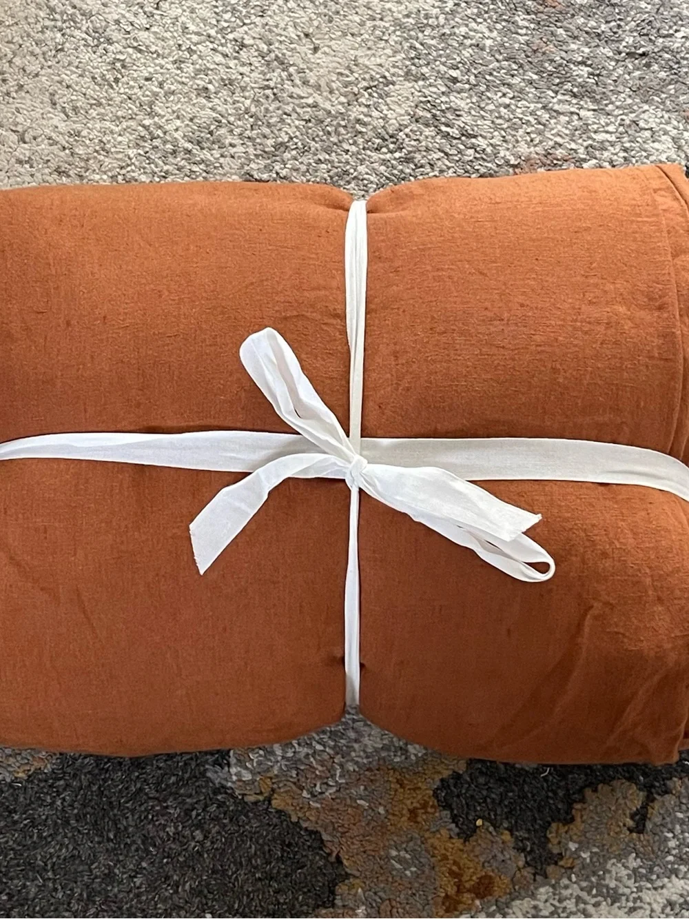 Quince European Linen 3 Piece Duvet Cover Set, King/Cal King (Terracotta)